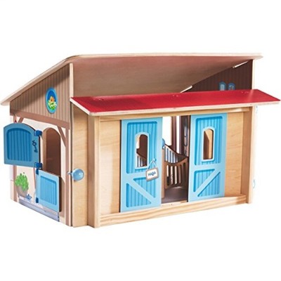 melissa & doug folding wooden horse stable dollhouse with fence